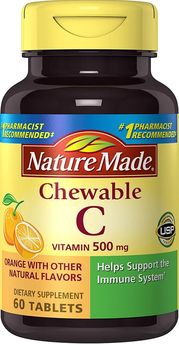 Nature Made Chewable Vitamin C 500 mg Tablets 180 Count (Pack of 3) | Immune Support with USP Verification - main product image