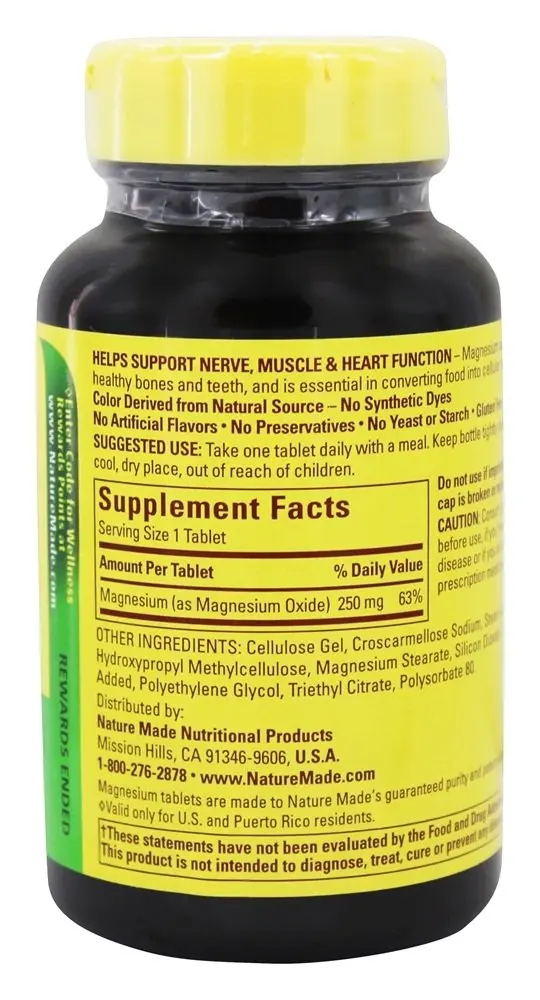 Nature Made Magnesium Oxide 250 mg | Dietary Supplement for Muscle Support, 200 Tablets (Pack of 3) - view 2