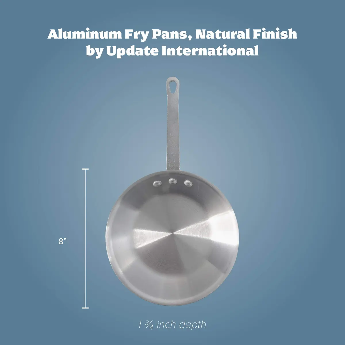 Update International 8 Inch Aluminum Frying Pan | NSF Certified, Natural Finish, Commercial Grade - view 2