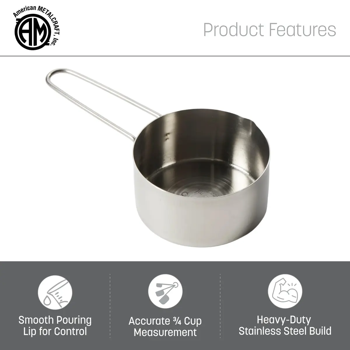 American Metalcraft MCW75 3/4 Stainless Steel Measuring Cup | Precise, Durable & Easy-Grip (70-120 chars) - view 3