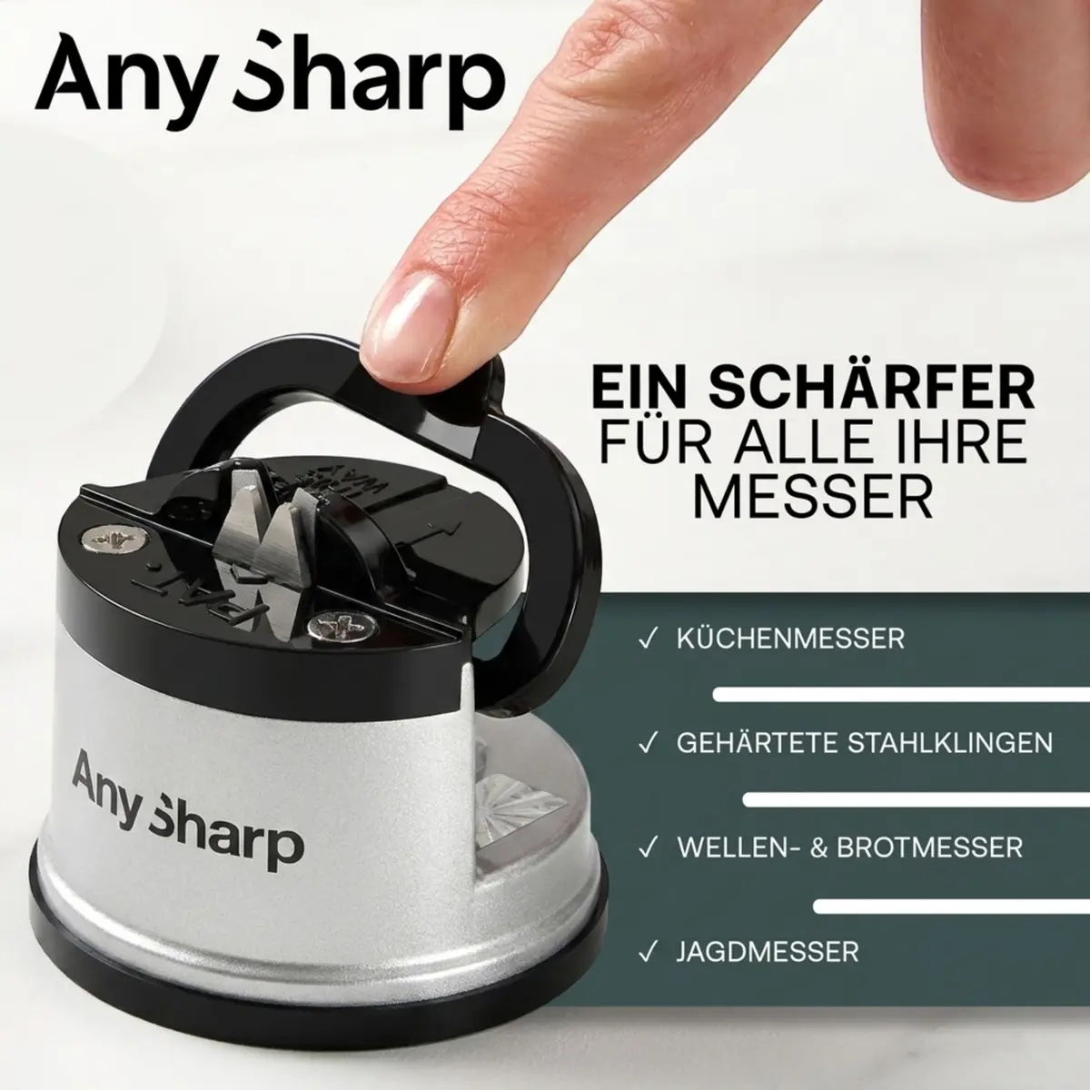 AnySharp Knife Sharpener Silver | Hands-Free, Easy to Use, Versatile - view 4