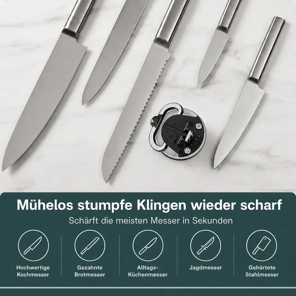 AnySharp Knife Sharpener Silver | Hands-Free, Easy to Use, Versatile - view 5