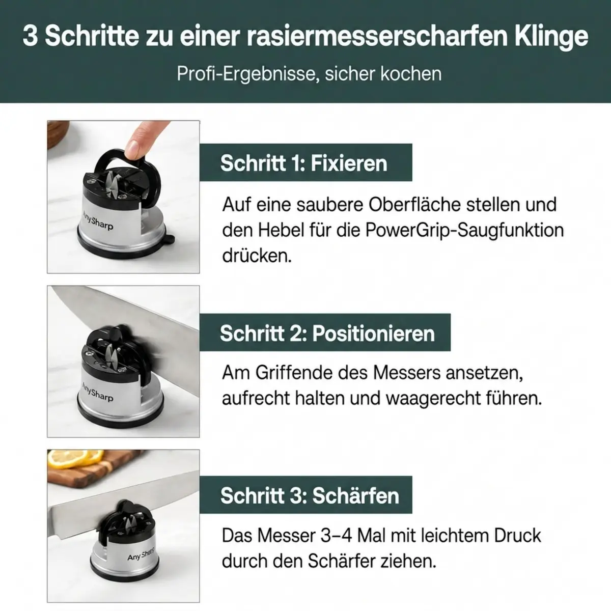 AnySharp Knife Sharpener Silver | Hands-Free, Easy to Use, Versatile - view 8