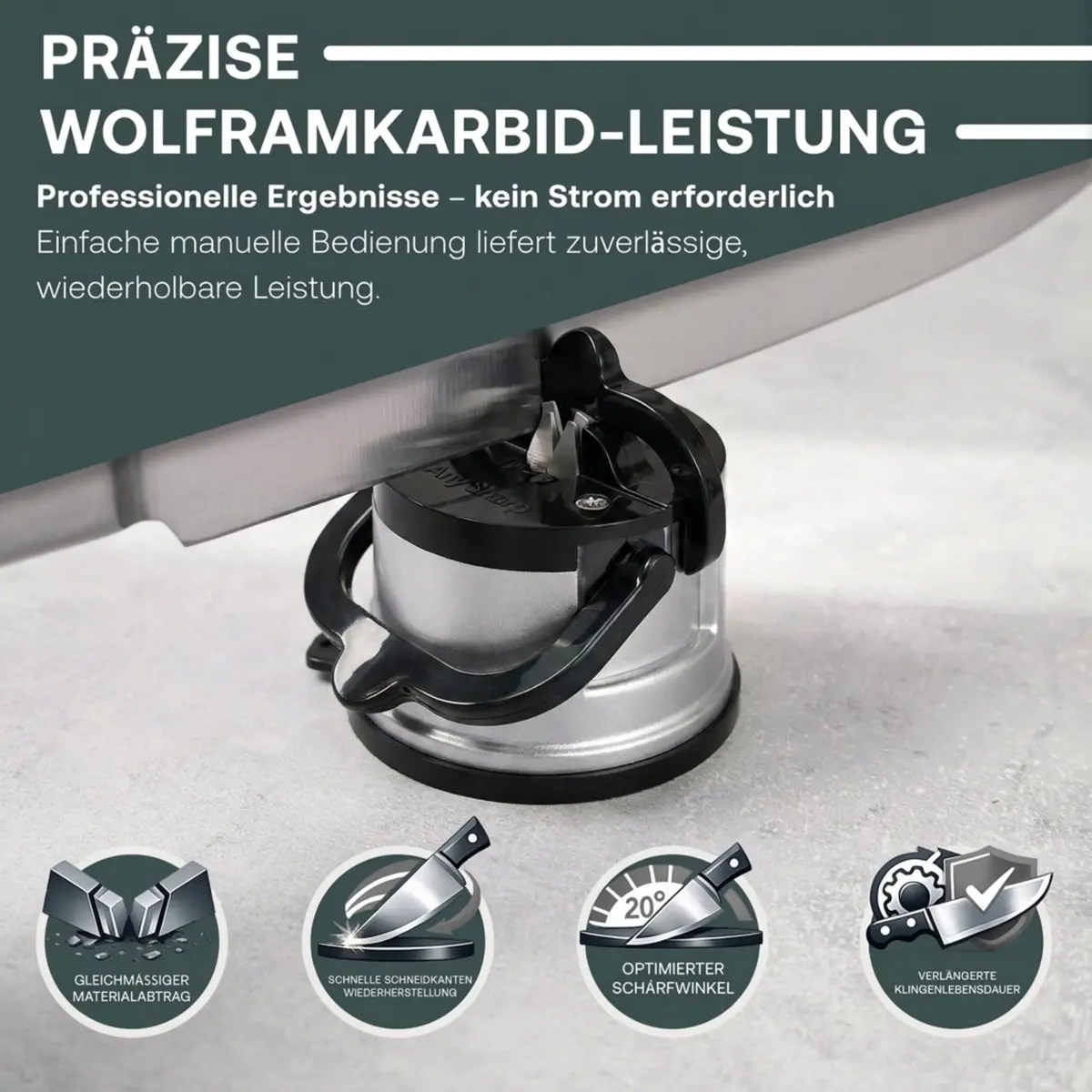 AnySharp Knife Sharpener Silver | Hands-Free, Easy to Use, Versatile - view 3