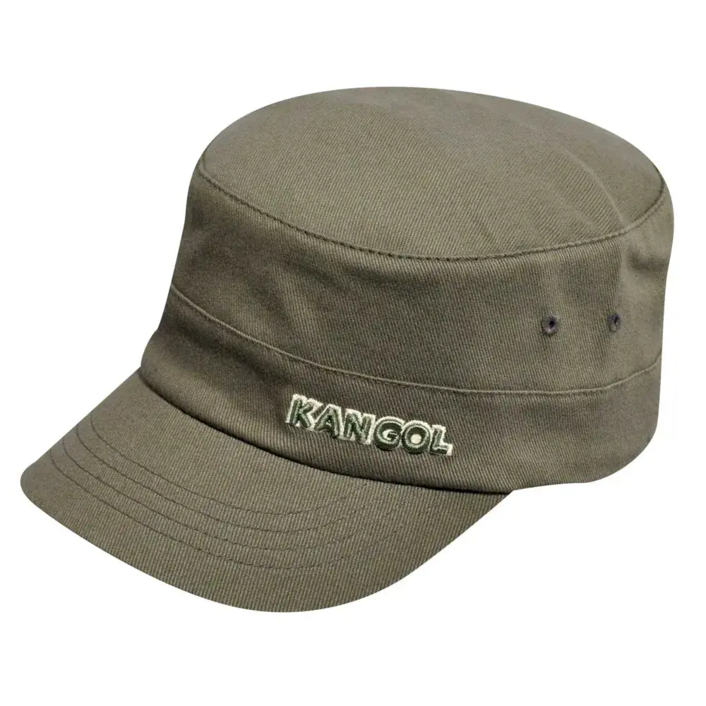 Kangol Cotton Twill Army Cap, Large/X-Large, Green | Fashionable Military Style Hat - main product image