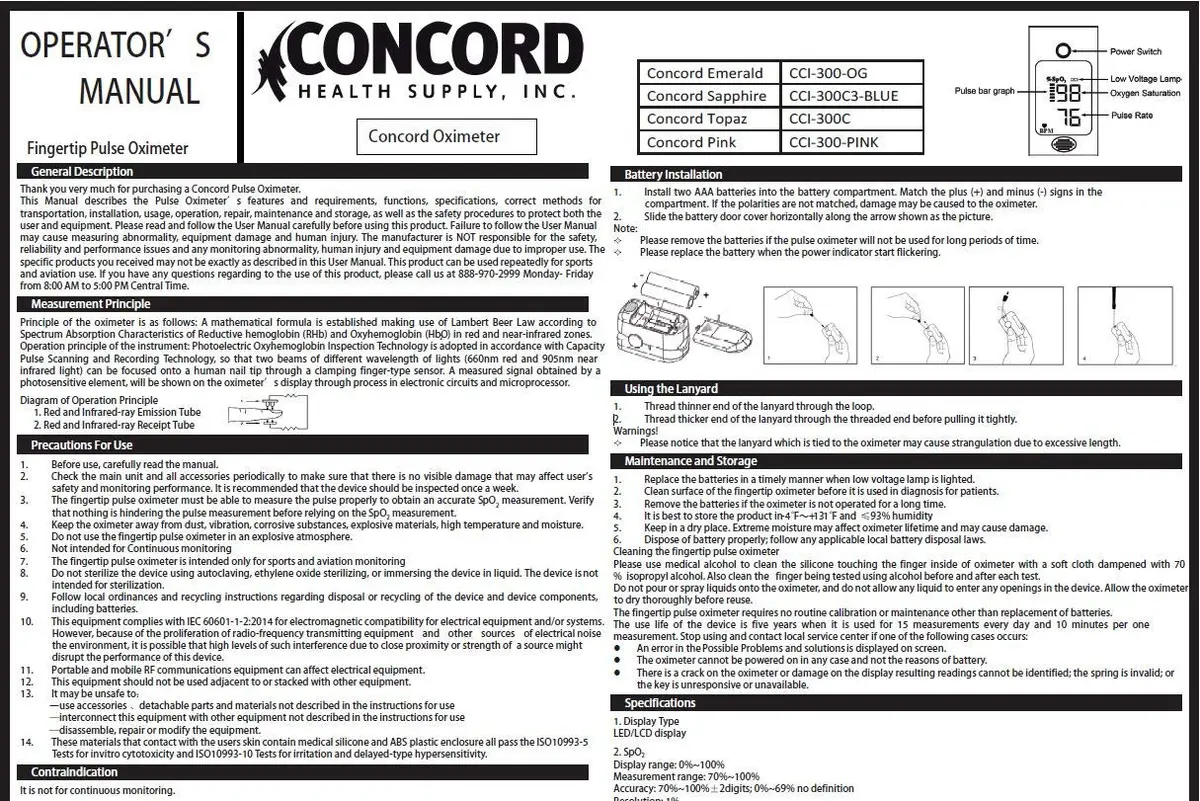 Concord Blood Oxygen Saturation Monitor with Reversible Display | Accurate & Portable - view 7
