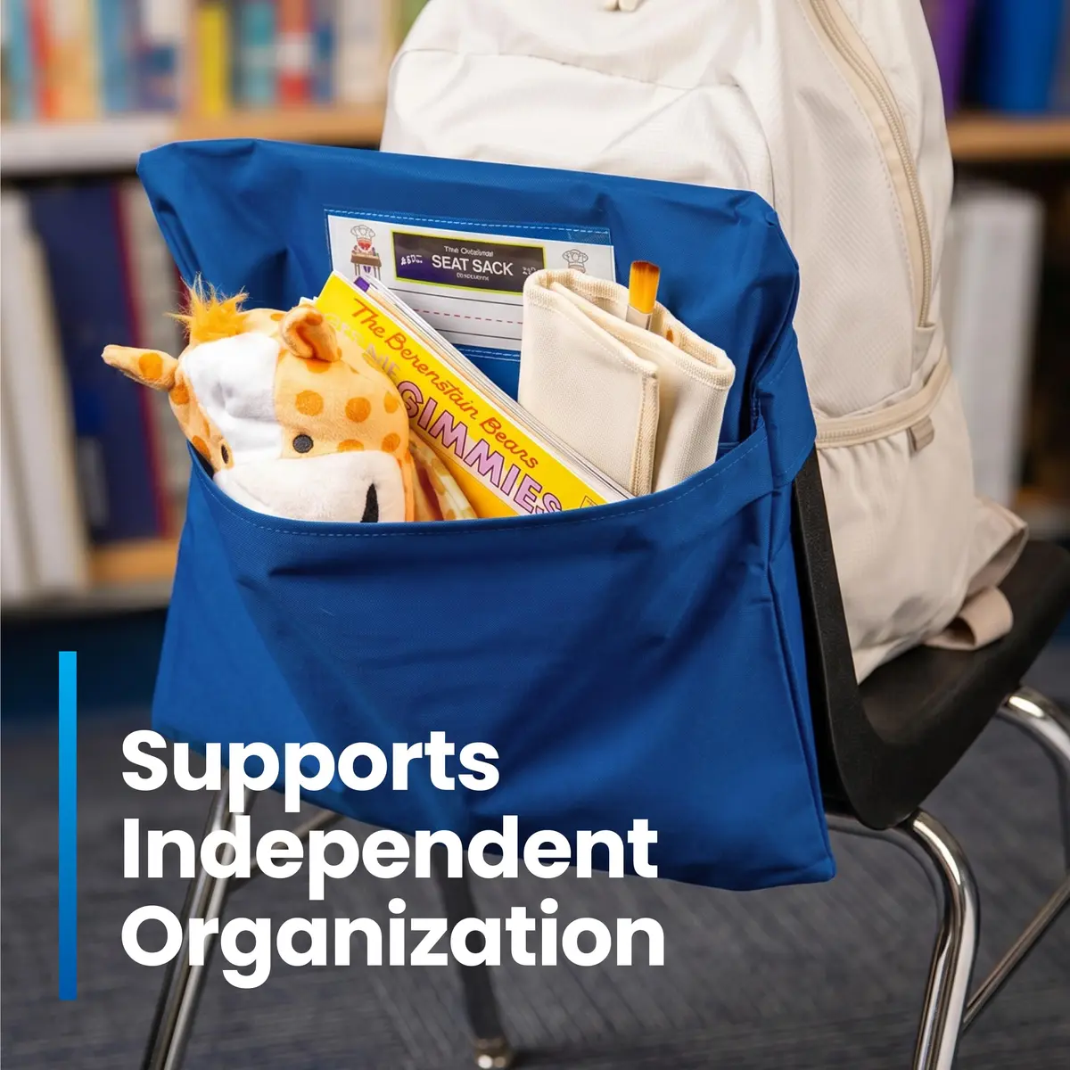Seat Sack Student Chair Storage Pocket - 15" | Durable Classroom Organizer for Student Desks - view 5