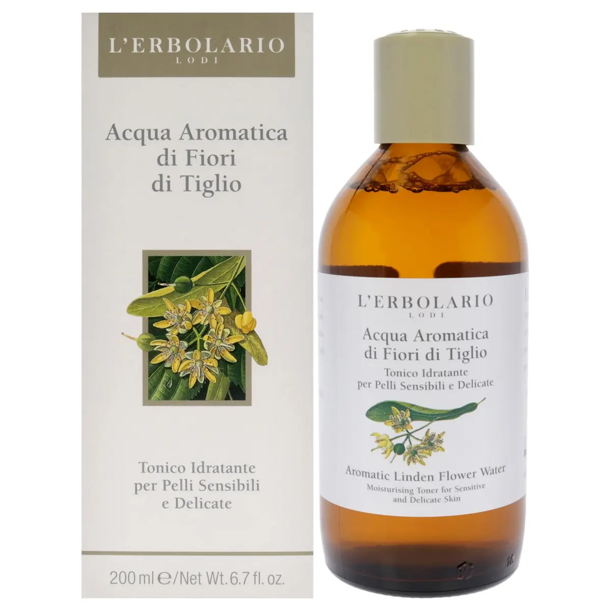L'Erbolario Aromatic Linden Flower Water - Alcohol-Free Moisturizer for Sensitive Skin | Gently Refreshes & Tones, 6.7 Oz - main product image