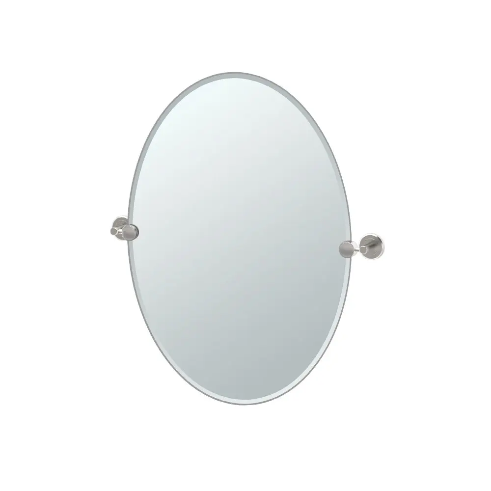 Gatco Latitude II Frameless Oval Bathroom Vanity Mirror 26.5"H x 21"W | Satin Nickel Finish - main product image