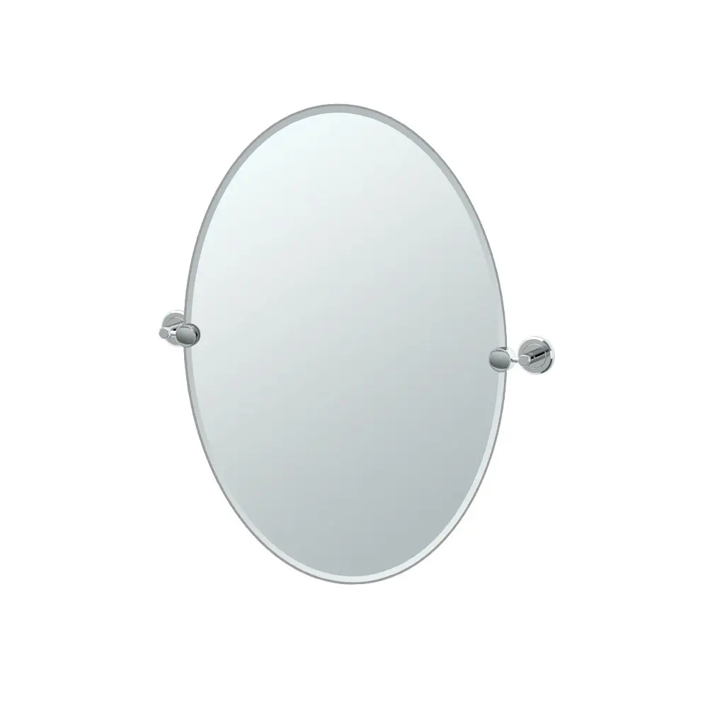 Gatco Latitude II Frameless Oval Bathroom Mirror 26.5"H x 19.5"W | Beveled Glass, Chrome - main product image