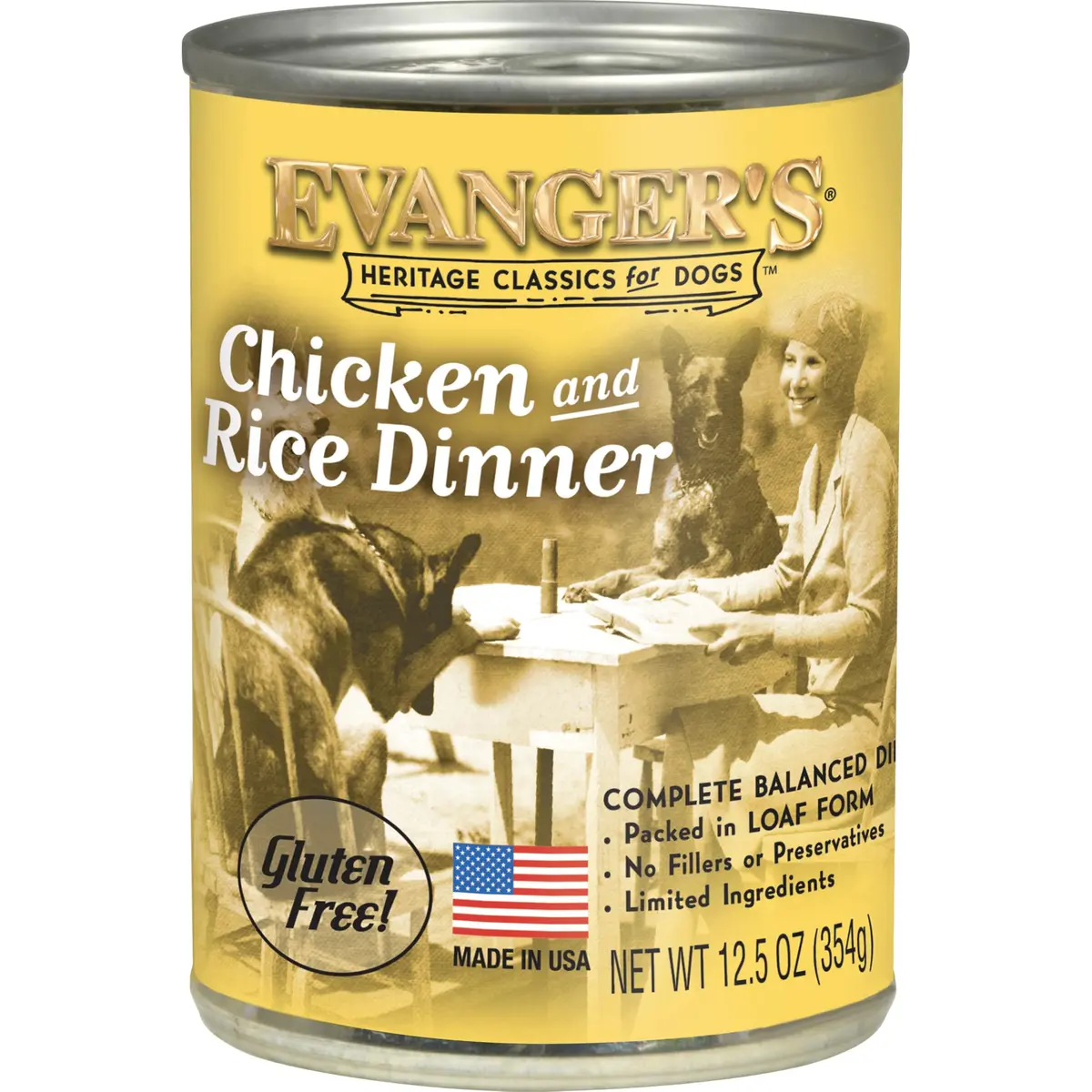 Evanger's Heritage Classic Chicken & Rice Dinner – 12 Pack, 12.5 oz | Gluten-Free, Complete for All Life Stages - main product image