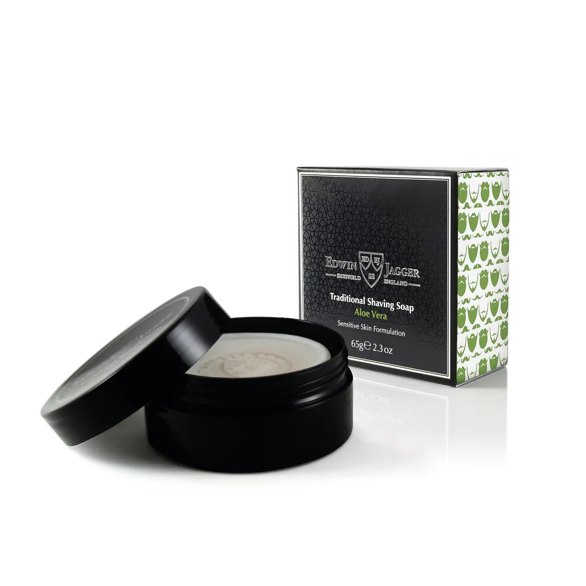 Edwin Jagger Aloe Vera Shaving Soap 65g Travel Tub | Sensitive Skin Friendly, Natural Ingredients - main product image