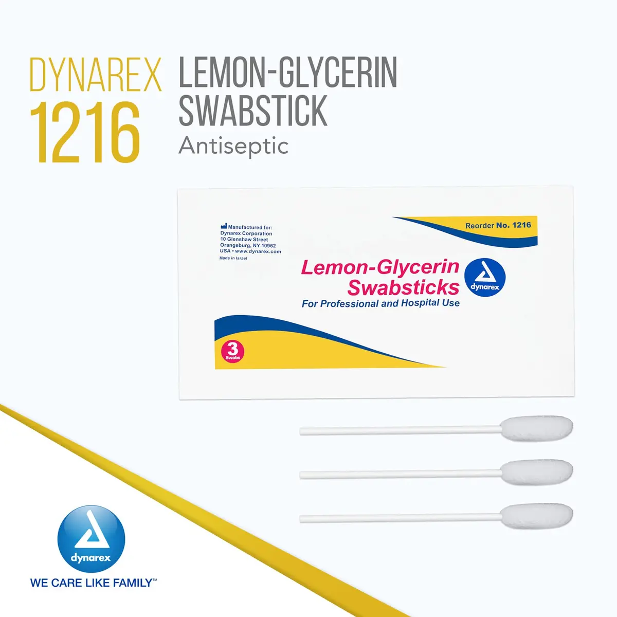 Dynarex Lemon-Glycerin Swabsticks 75 Count | Pleasant Tasting Cotton Swabs for Dry Mouth Relief - view 3