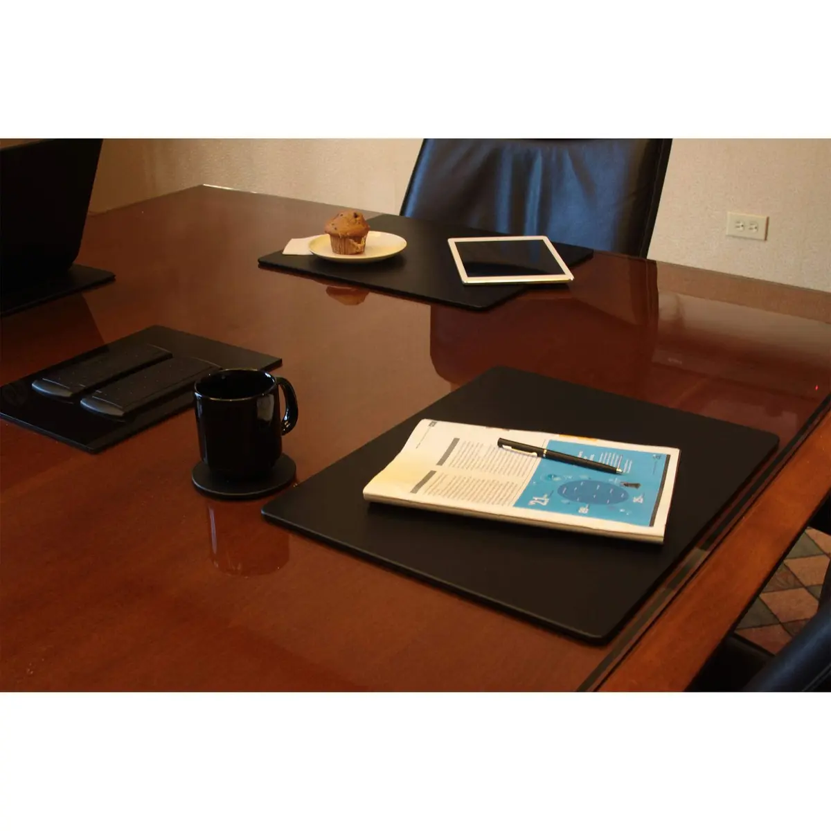 Dacasso Black Leatherette 17" x 14" Desk Pad | Protects Surfaces, Adds Elegance - view 6