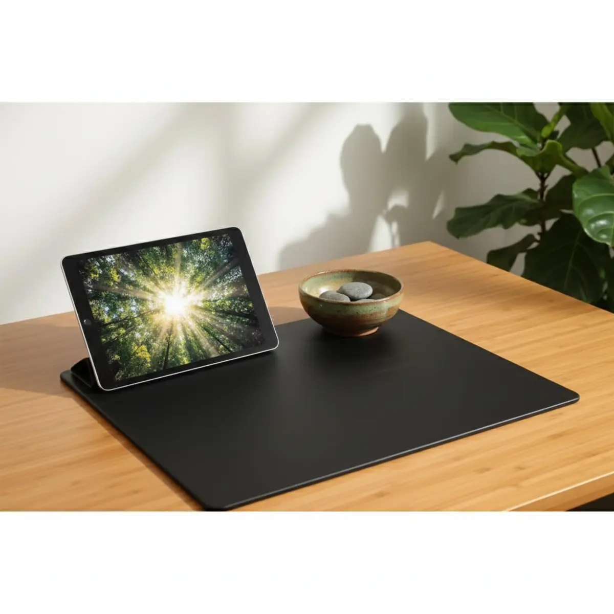 Dacasso Black Leatherette 17" x 14" Desk Pad | Protects Surfaces, Adds Elegance - view 2