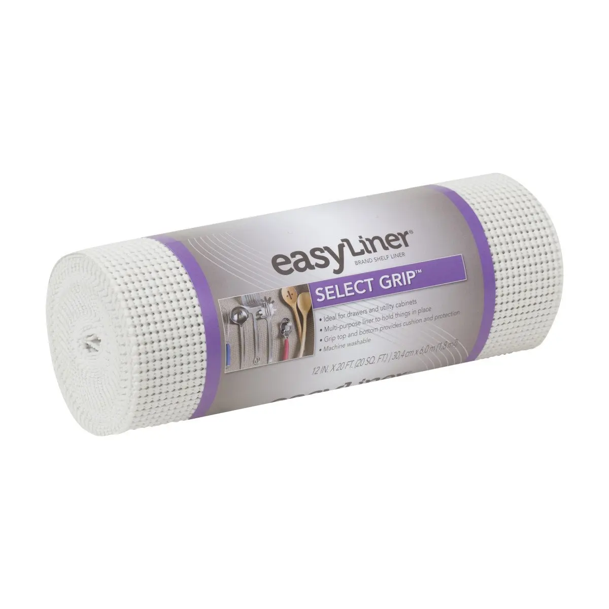 Duck Non-Adhesive Shelf Liner Select Grip EasyLiner, 12-inch x 20 Feet, White | Protects surfaces & keeps items in place - main product image