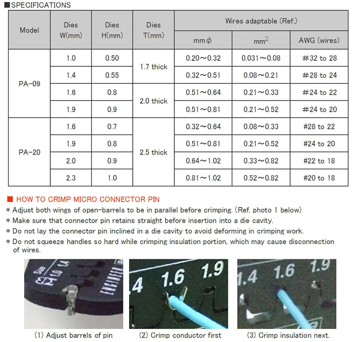 ENGINEER PA-09 Micro Connector Crimping Pliers 175mm (6.89 inches) | Precision Tool for AWG #32-20 Wires - view 4