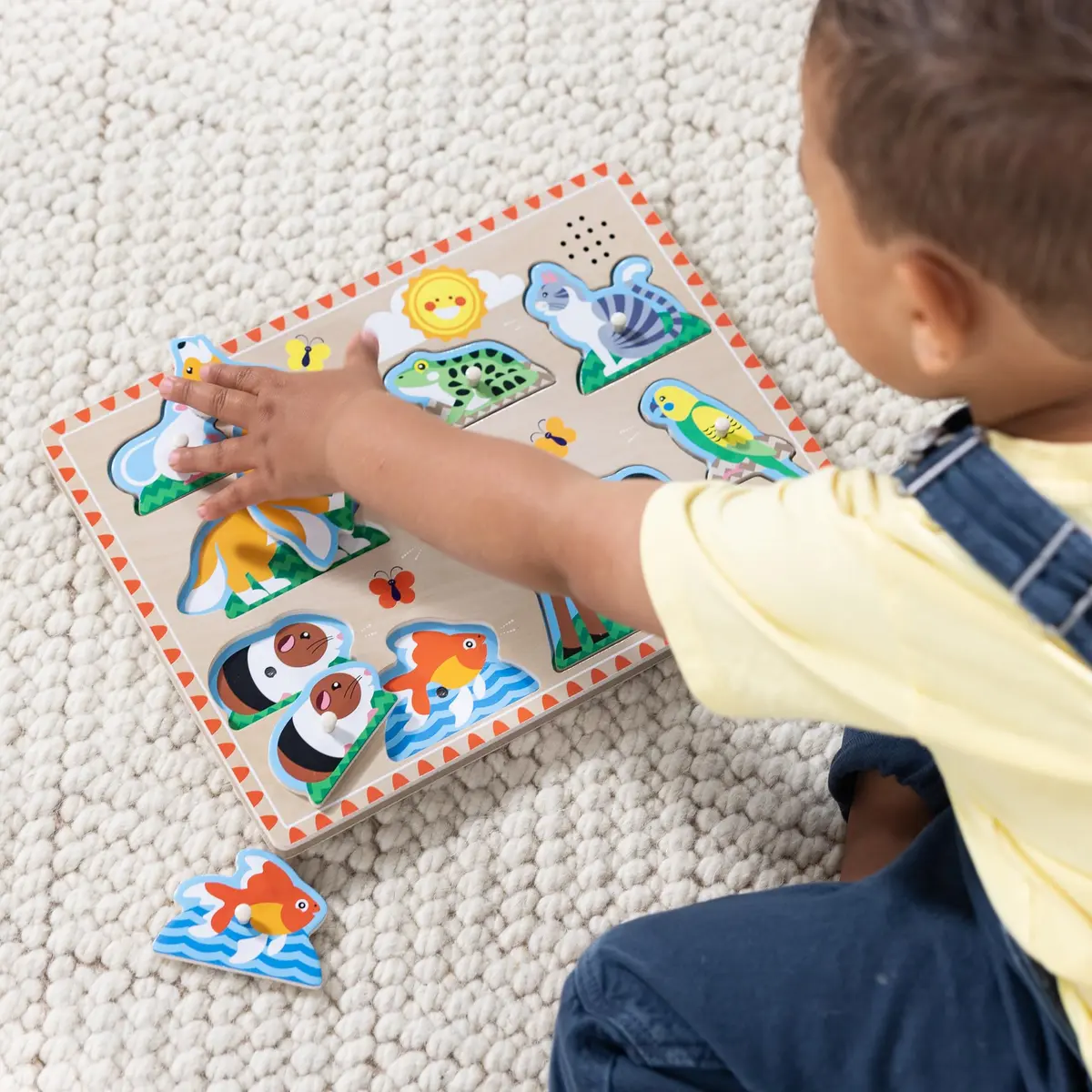 Melissa & Doug Zoo Pet Animals Sound Puzzle – 8-Piece Wooden Peg Puzzle with Light-Activated Sounds, Music Learning Toy for Toddlers and Preschoolers Ages 2+ - view 7