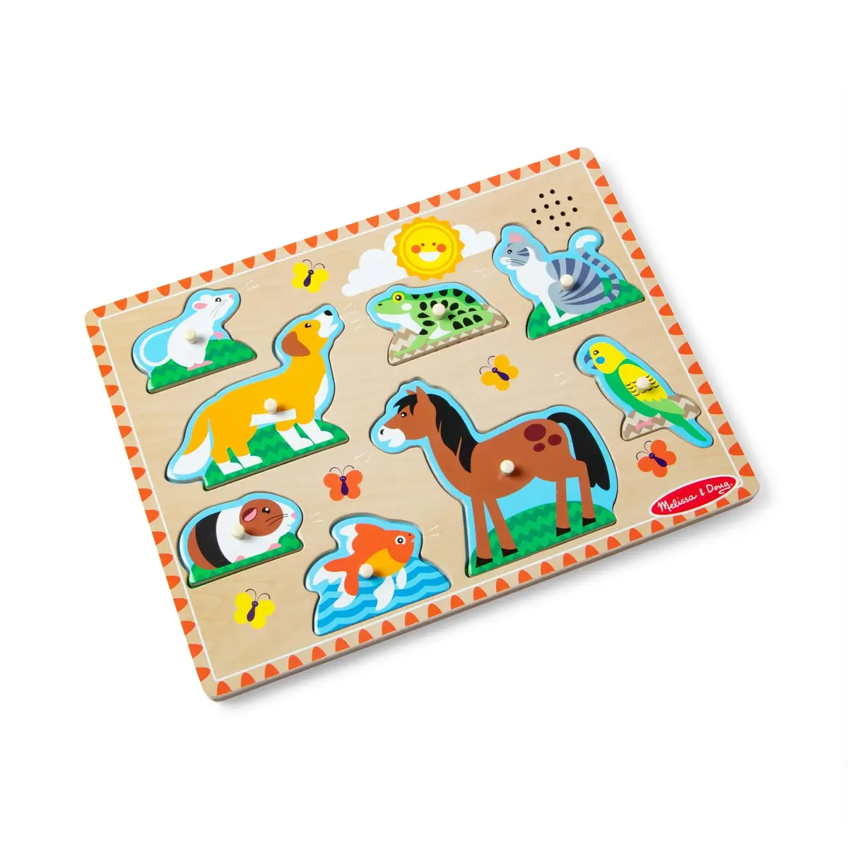 Melissa & Doug Zoo Pet Animals Sound Puzzle – 8-Piece Wooden Peg Puzzle with Light-Activated Sounds, Music Learning Toy for Toddlers and Preschoolers Ages 2+ - view 4