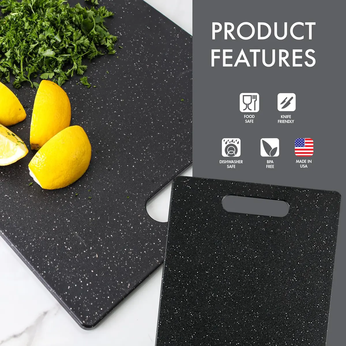 Dexas Superboard Cutting Board 8.5 x 11 inch Midnight Granite | Compact, Dishwasher Safe, Made in USA - view 3