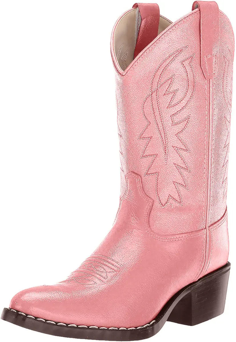 Old West Toddler-Girls' Western Boot Round Toe 4 Little Kid | Durable Leather & Snug Fit - main product image