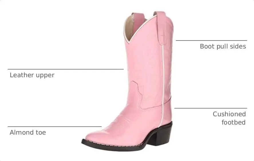 Old West Toddler-Girls' Western Boot Round Toe 4 Little Kid | Durable Leather & Snug Fit - view 2