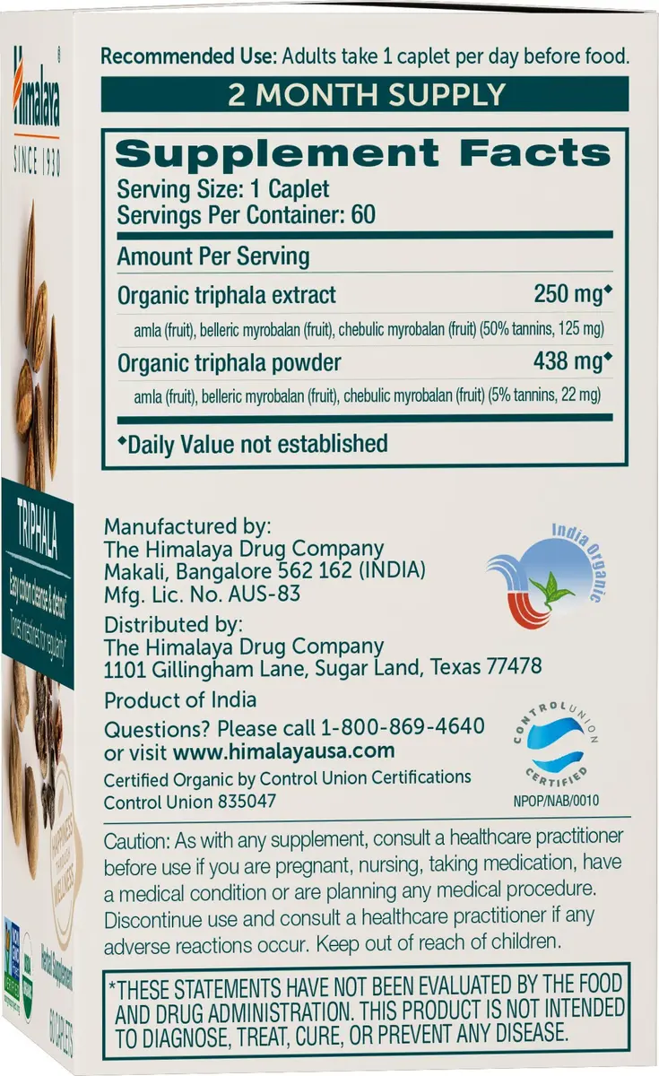 Himalaya USDA Organic Triphala Capsules, Colon Cleanse, 688 mg | Gentle Digestive Support & Regularity - view 2