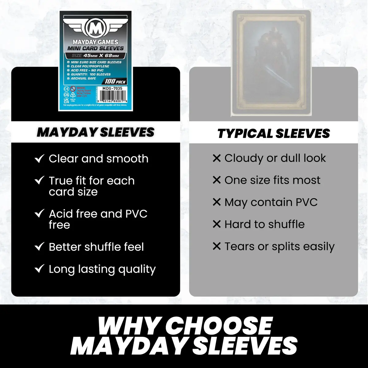 Mayday Games Mini Card Sleeve 45 mm x 68 mm | Precise Fit for Mini Cards, Archival Safe, 100 Sleeves - view 6