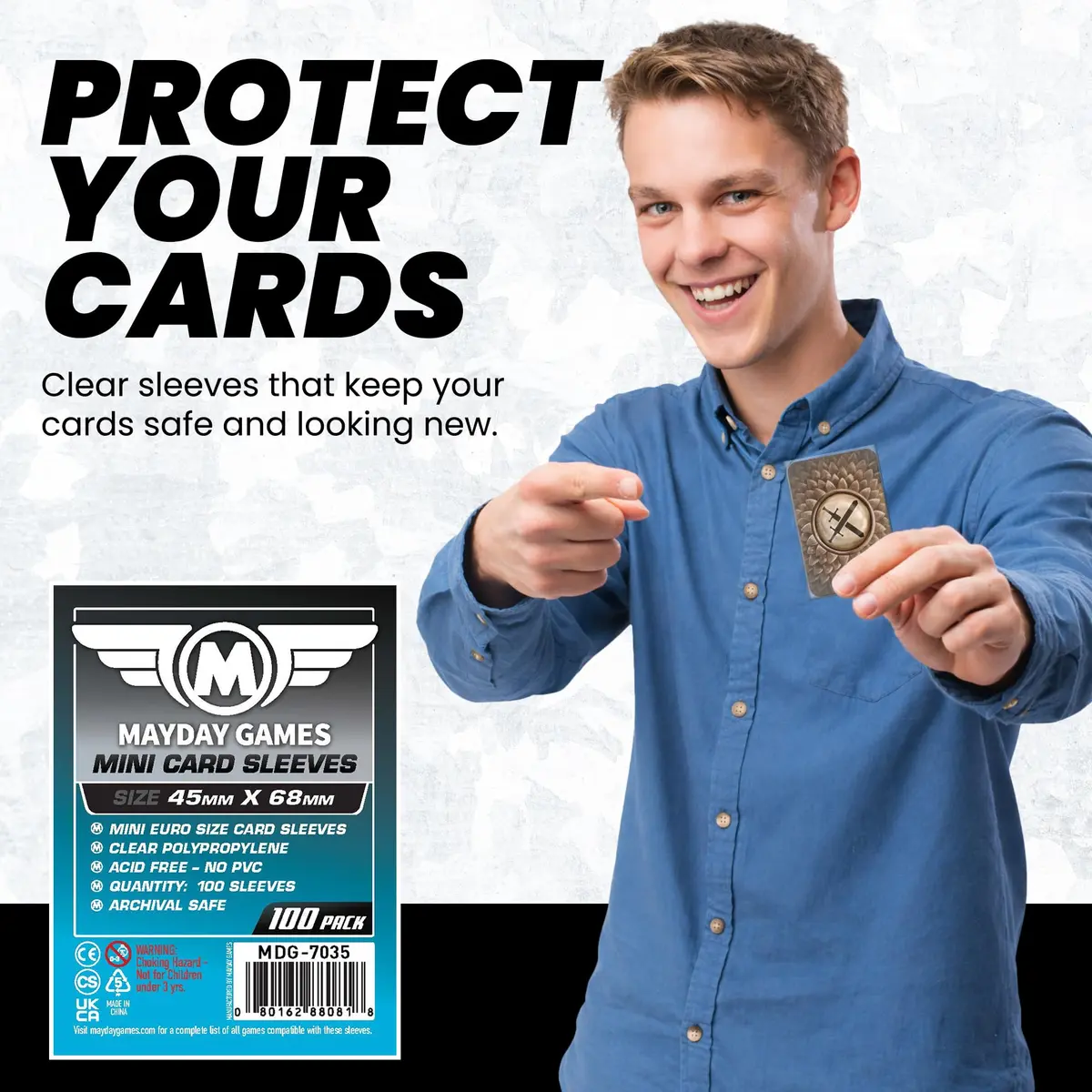 Mayday Games Mini Card Sleeve 45 mm x 68 mm | Precise Fit for Mini Cards, Archival Safe, 100 Sleeves - view 2