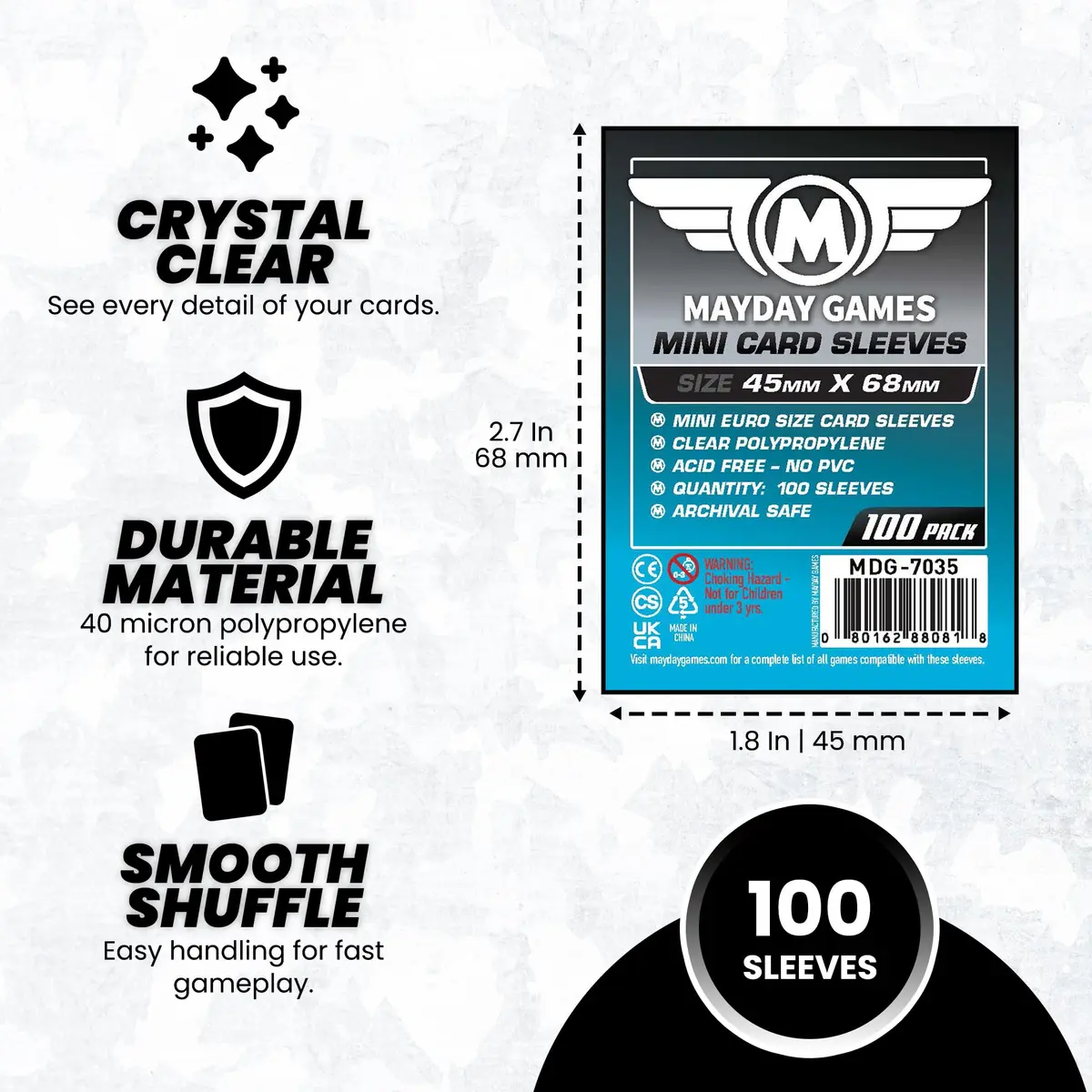 Mayday Games Mini Card Sleeve 45 mm x 68 mm | Precise Fit for Mini Cards, Archival Safe, 100 Sleeves - view 4