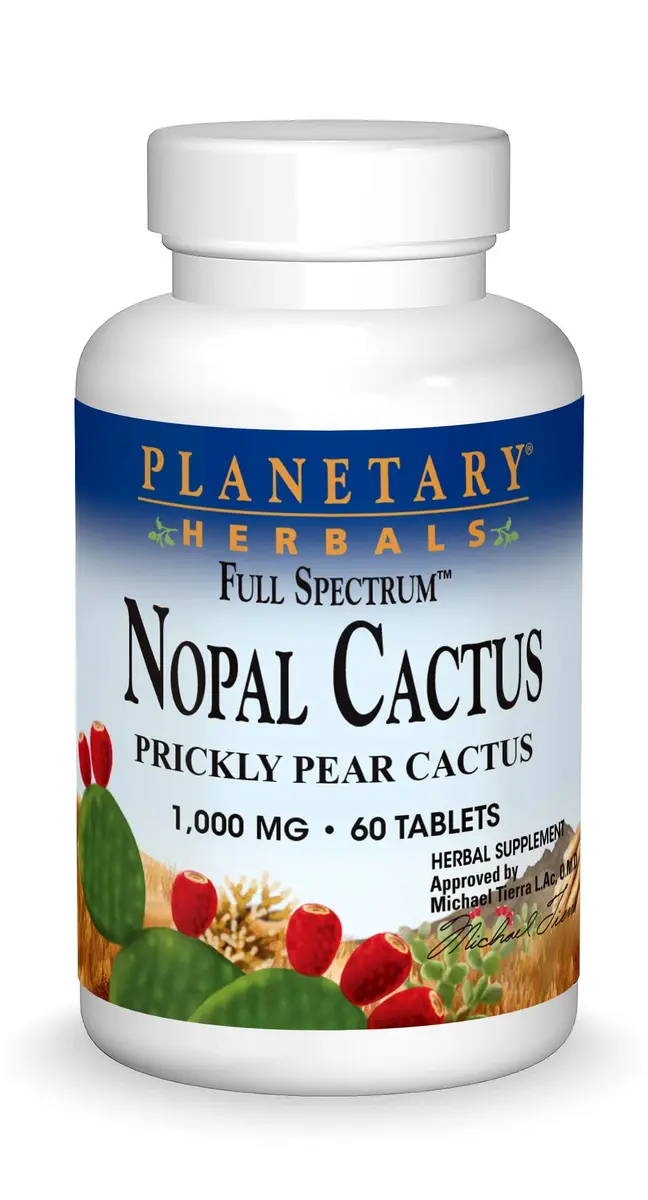 Planetary Herbals Full Spectrum Nopal Cactus 1000mg | Prickly Pear Antioxidant for Healthy Digestion (110 characters) - main product image