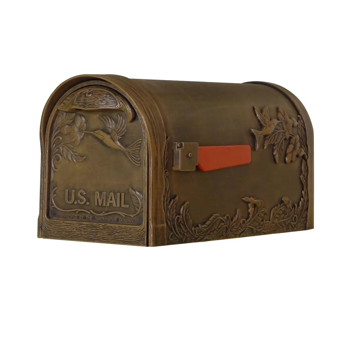 Special Lite Hummingbird Curbside Mailbox - Copper Aluminum Mailbox for Post Mount - SCB-1005-CP | Rust-Free Aluminum, USPS-Approved, 20" Long, 10" Tall - main product image