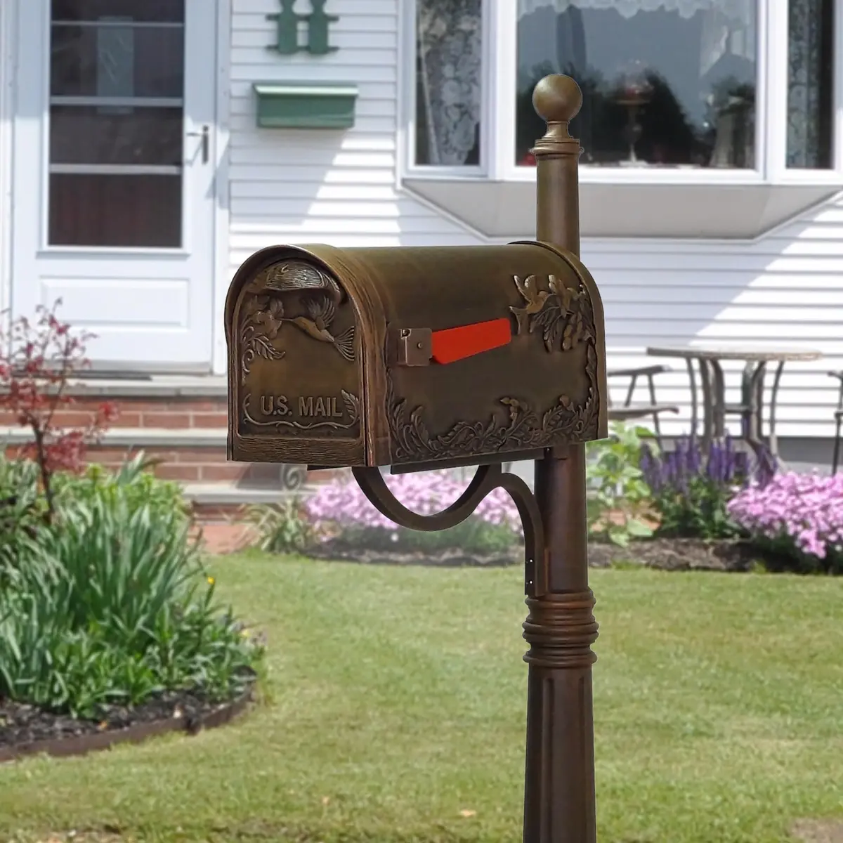 Special Lite Hummingbird Curbside Mailbox - Copper Aluminum Mailbox for Post Mount - SCB-1005-CP | Rust-Free Aluminum, USPS-Approved, 20" Long, 10" Tall - view 6