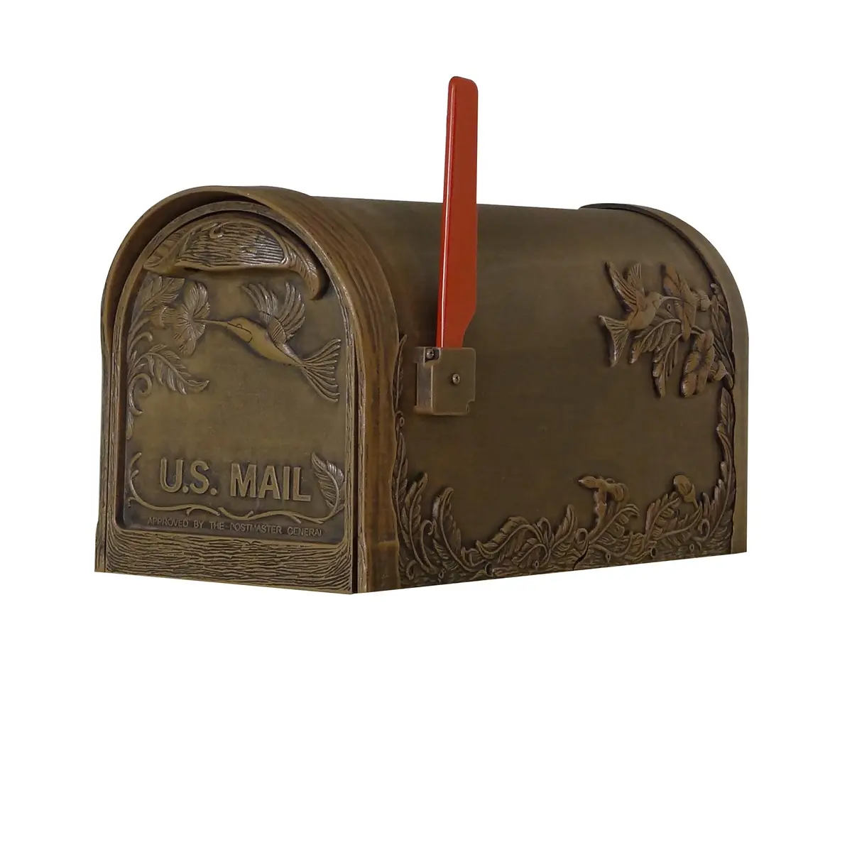Special Lite Hummingbird Curbside Mailbox - Copper Aluminum Mailbox for Post Mount - SCB-1005-CP | Rust-Free Aluminum, USPS-Approved, 20" Long, 10" Tall - view 2