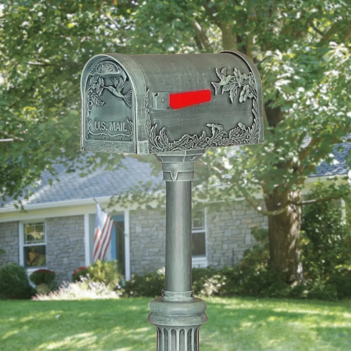 Special Lite Hummingbird Curbside Mailbox - Verde Green Aluminum Mailbox for Post Mount - SCB-1005-VG | Rust-Free Aluminum, Classic Design, USPS Approved - view 3