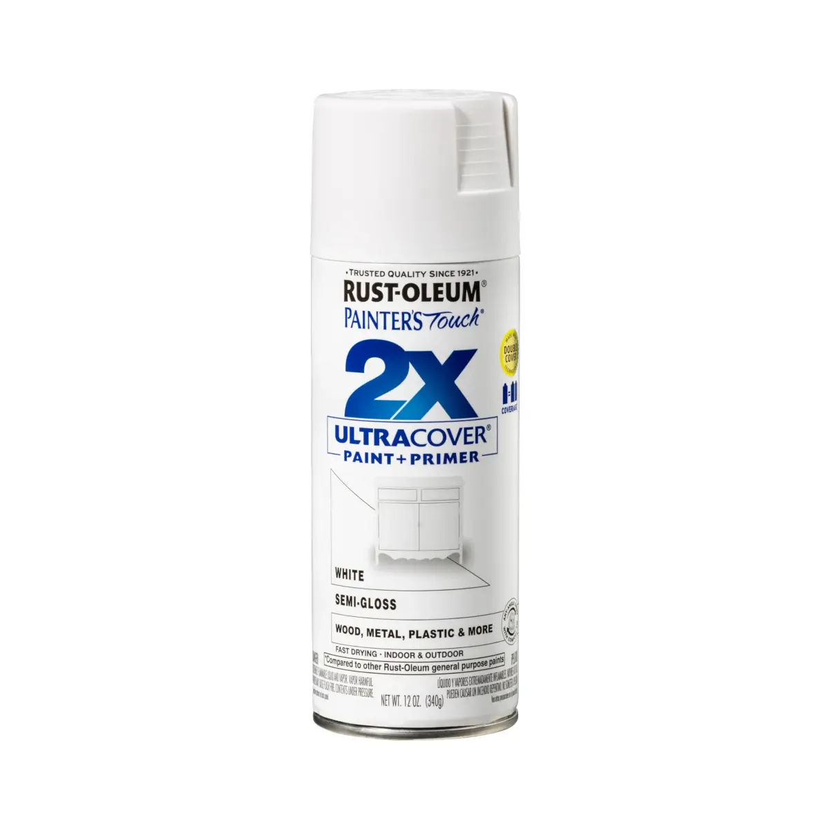 Rust-Oleum Painter's Touch 2X Ultra Cover Spray Paint, Semi-Gloss White, 340g - main product image