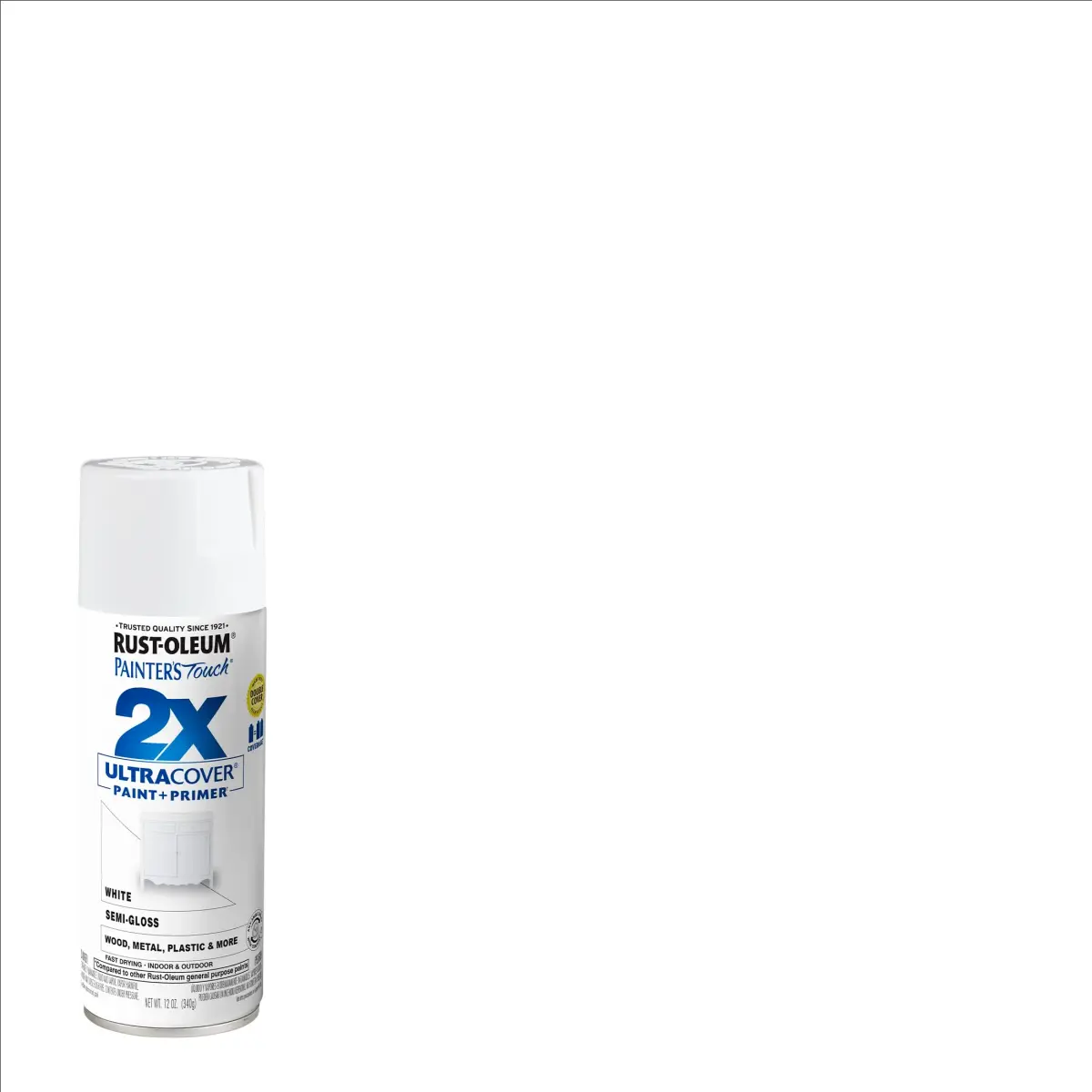Rust-Oleum Painter's Touch 2X Ultra Cover Spray Paint, Semi-Gloss White, 340g - view 2