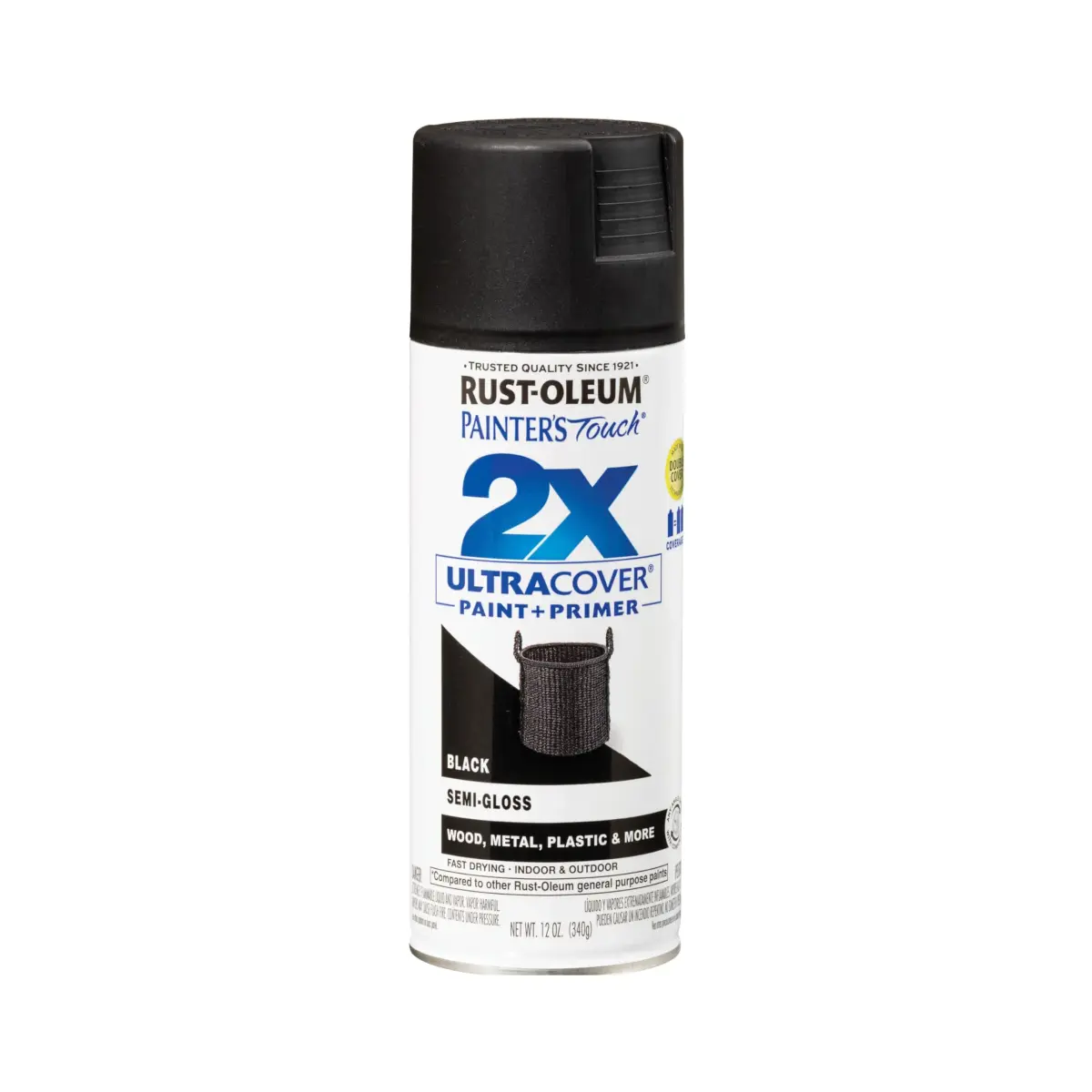 Rust-Oleum Painter's Touch 2X Ultra Cover Spray Paint, Semi-Gloss Black Finish - main product image