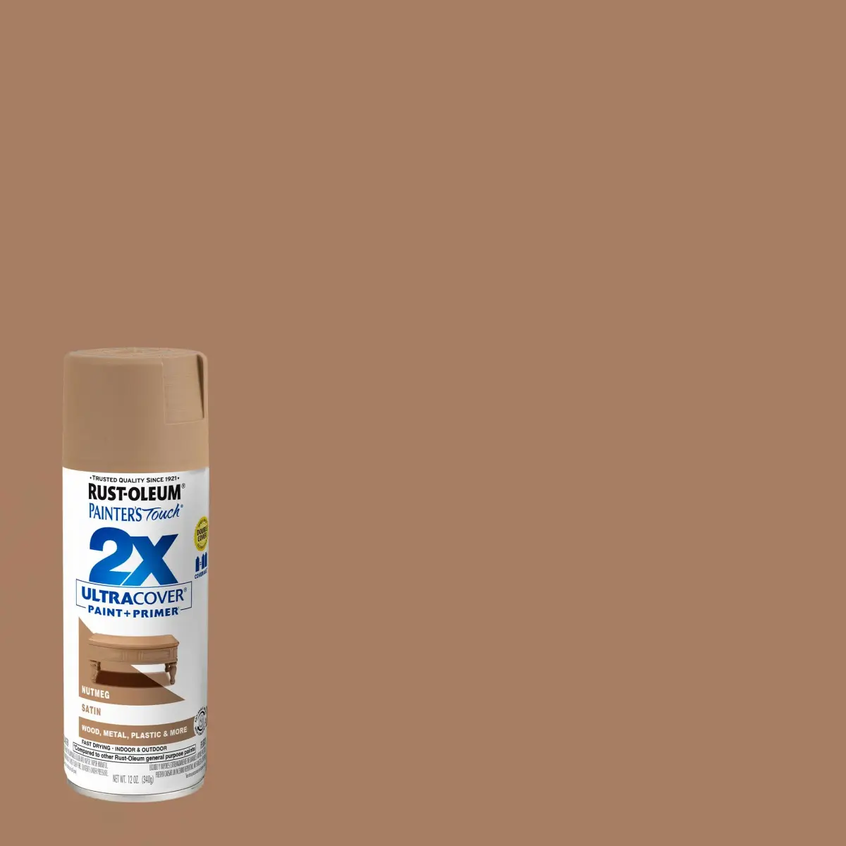 Rust-Oleum Painter's Touch 2X Satin Nutmeg Spray Paint, 340g (12 Oz) - Indoor/Outdoor - view 2