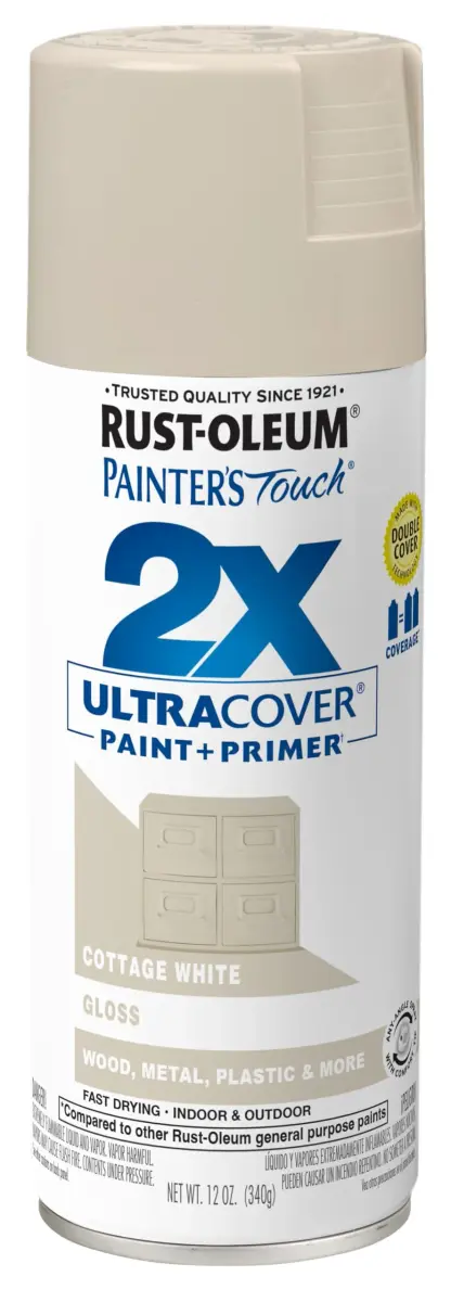 Rust-Oleum Painter's Touch 2X Ultra Cover Spray Paint, Gloss Cottage White Finish - main product image