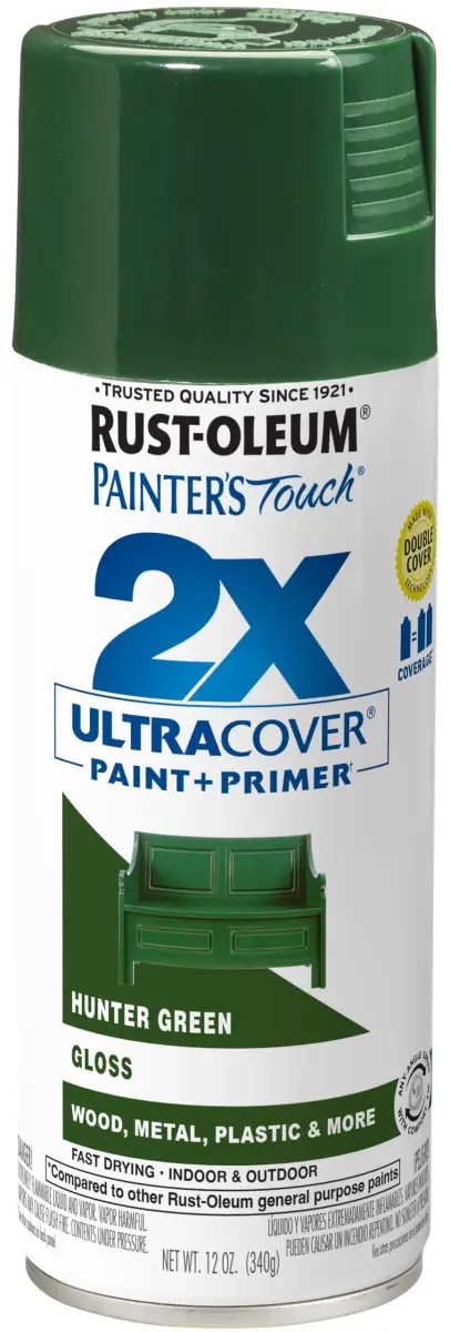 Rust-Oleum Painter's Touch 2X Ultra Cover Spray Paint, Gloss Hunter Green, 12 Oz - main product image