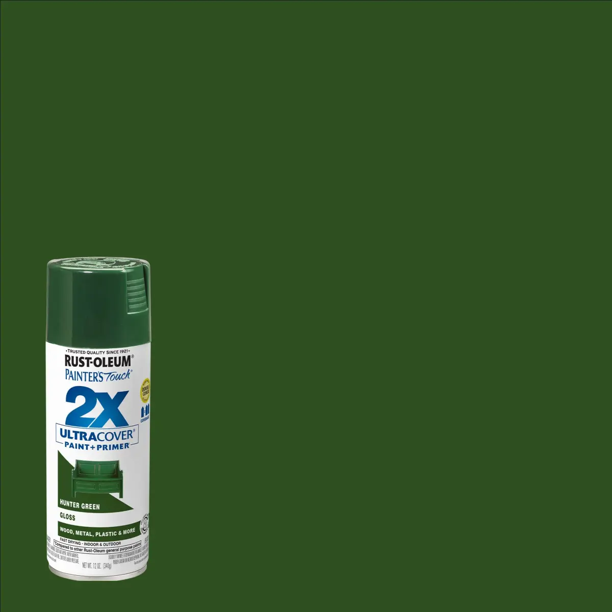 Rust-Oleum Painter's Touch 2X Ultra Cover Spray Paint, Gloss Hunter Green, 12 Oz - view 2