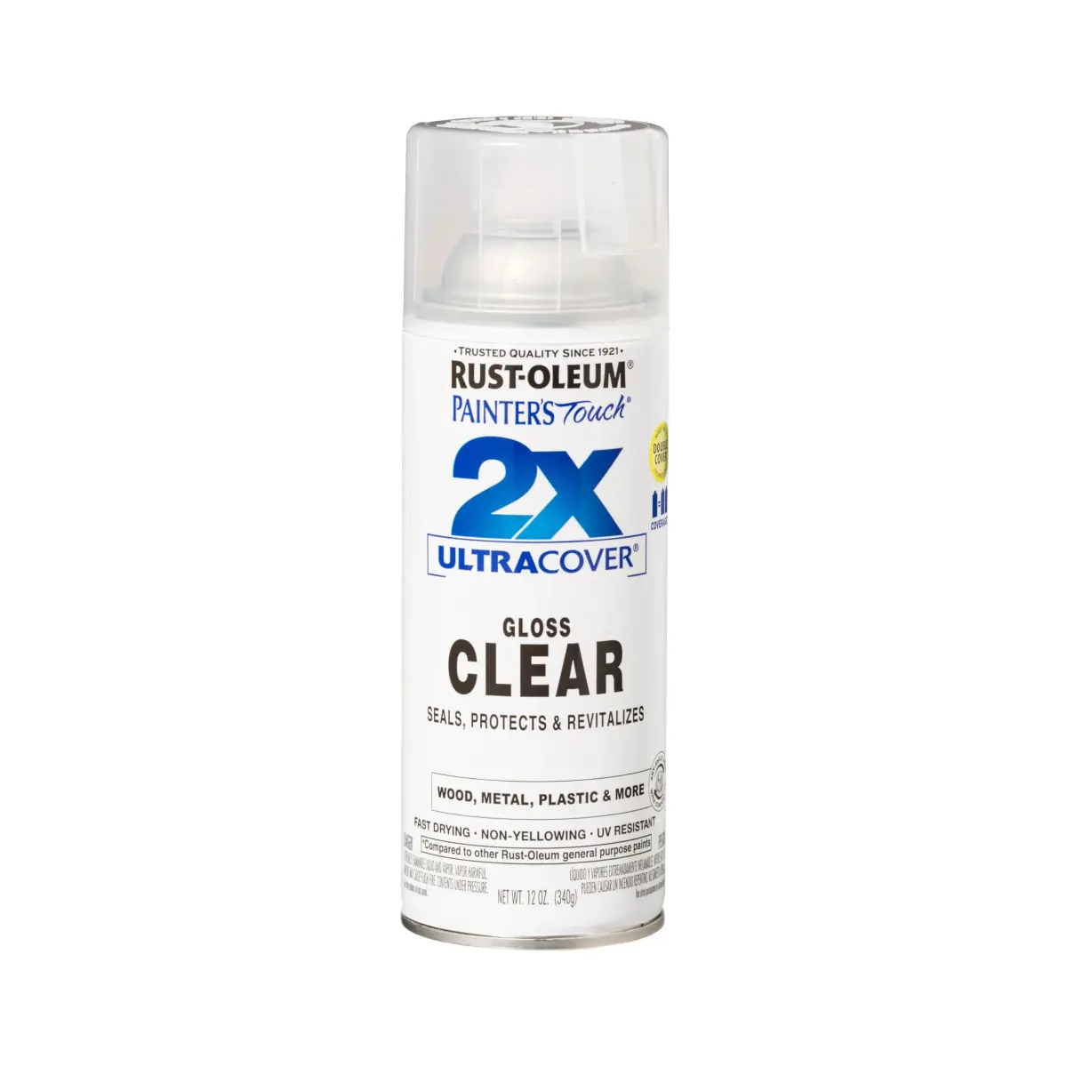 Rust-Oleum Painter's Touch 2X Ultra Cover Spray Paint, Gloss Clear, 12 Oz (Pack of 1) - main product image
