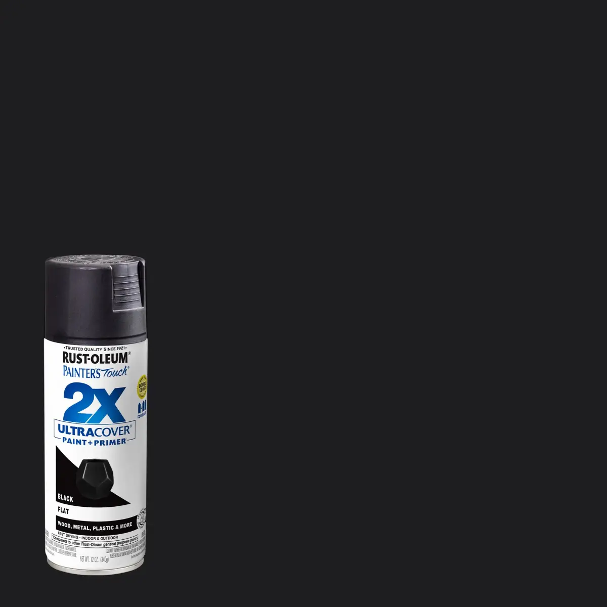 Rust-Oleum Painter's Touch 2X Ultra Cover Spray Paint, Flat Black, 12 Oz (Pack of 1) - view 2