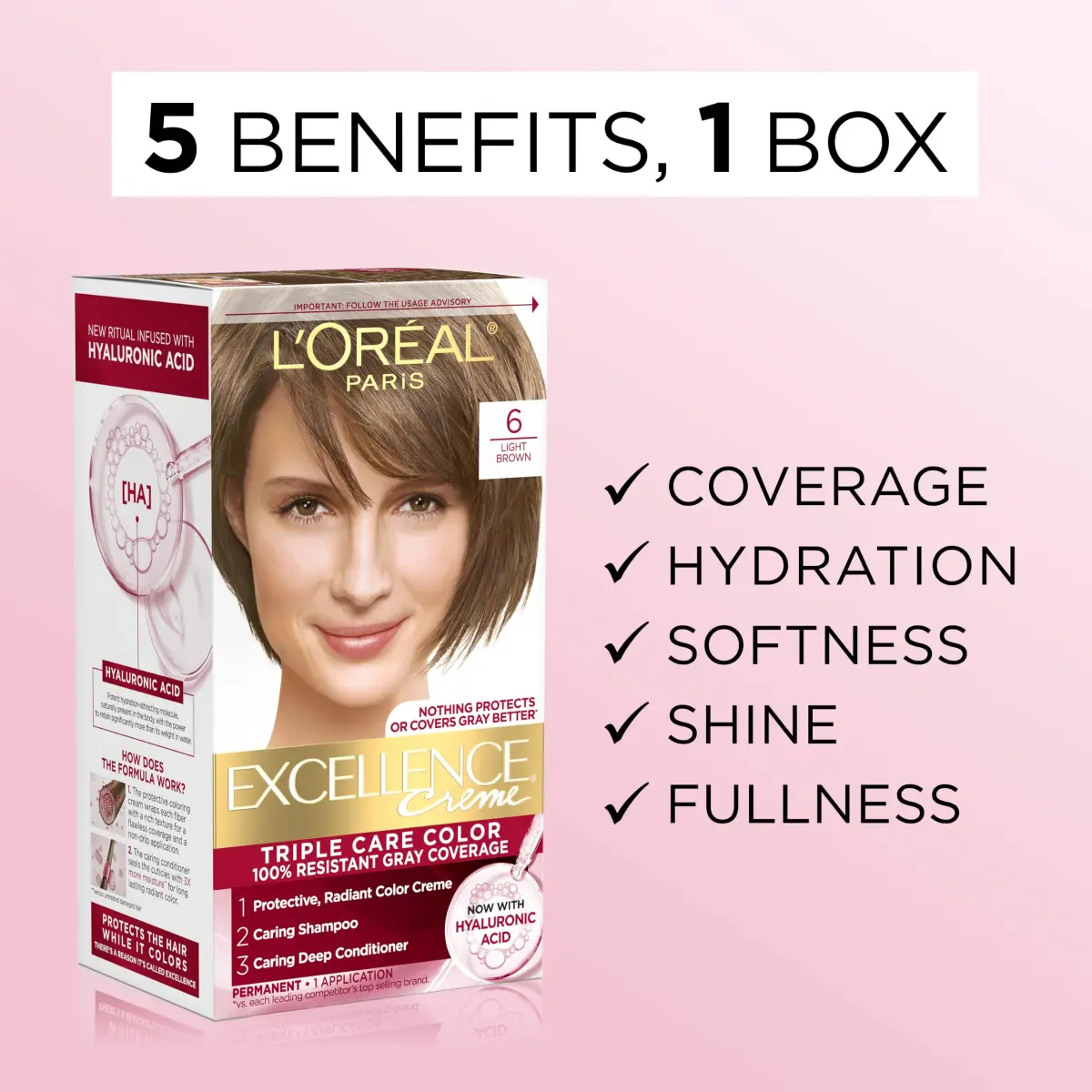 L'Oreal Paris Excellence Crème Permanent Hair Dye 9.5NB Lightest Natural Blonde | 100% Gray Coverage with Hyaluronic Acid - view 3