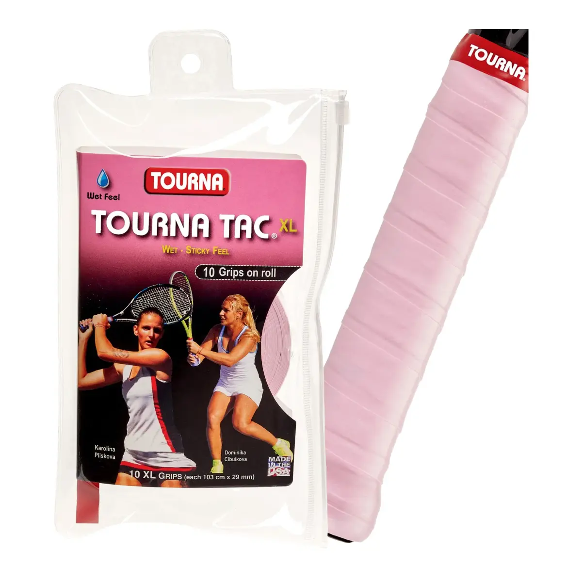 Tourna Tac Tacky Feel Tennis Grip 10 Pack X-Large Pink | Superior Sweat Absorption - main product image