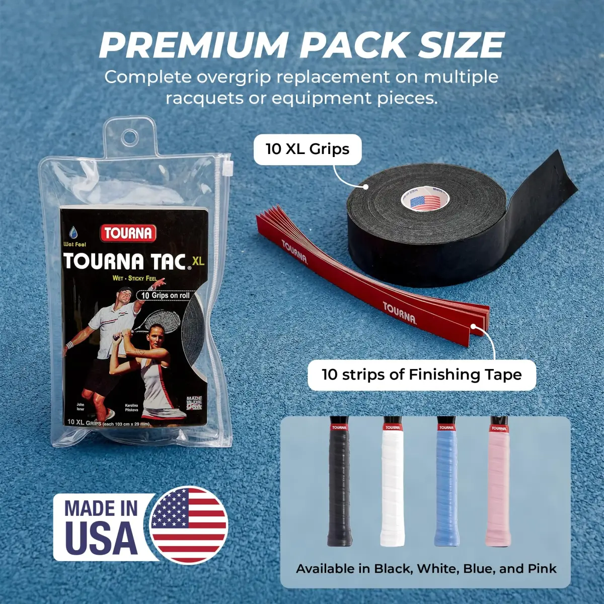 Tourna Tac Tacky Feel Tennis Grip 10 Pack X-Large Pink | Superior Sweat Absorption - view 6
