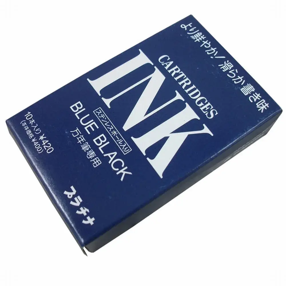 Platinum Blue Black Fountain Pen Ink Cartridges 1.2cc (Pack of 10) | Smooth Ink Flow for Students & Professionals - main product image