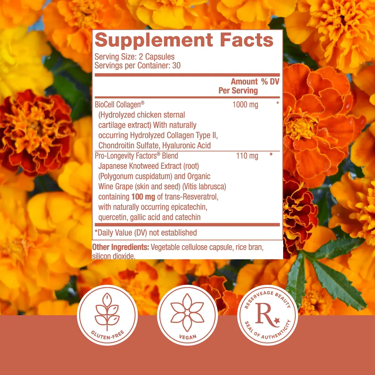 Reserveage Nutrition Collagen Booster, 60 Capsules | Supports Skin & Joints, Gluten-Free, Non-GMO - view 2
