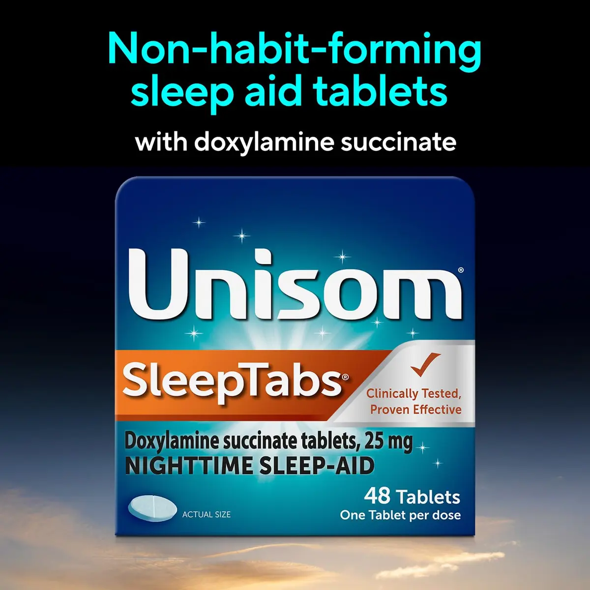 Unisom SleepTabs Nighttime Sleep Aid Tablets for Adults, 48-Count | Non-Habit-Forming Sleep Support - view 4